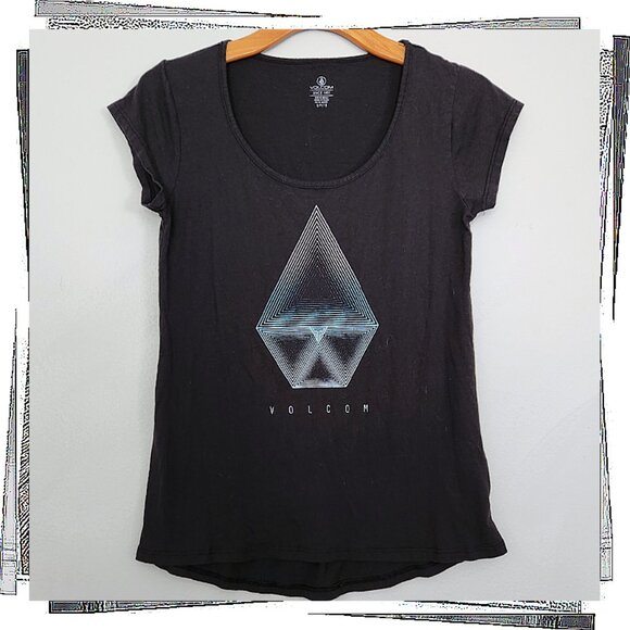 NWOT: Black Scoop Neck Tee (S) by Volcom - Picture 2 of 4